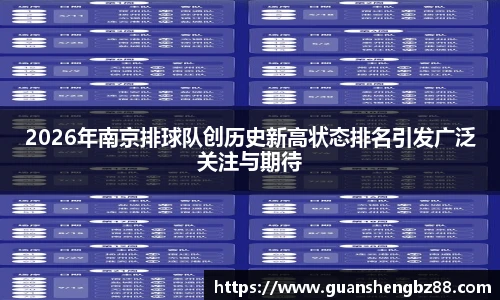 2026年南京排球队创历史新高状态排名引发广泛关注与期待
